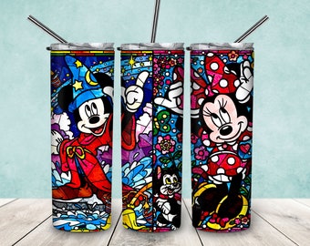 Mouse Stained Glass 20oz Skinny Tumbler PNG, Cartoon Movies for Straight and Tapered Tumbler PNG, Cartoon Characters Tumbler Wrap PNG