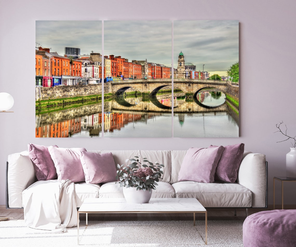 Skyline Print Canvas Art Dublin Paintings Ireland Wall Decor Etsy