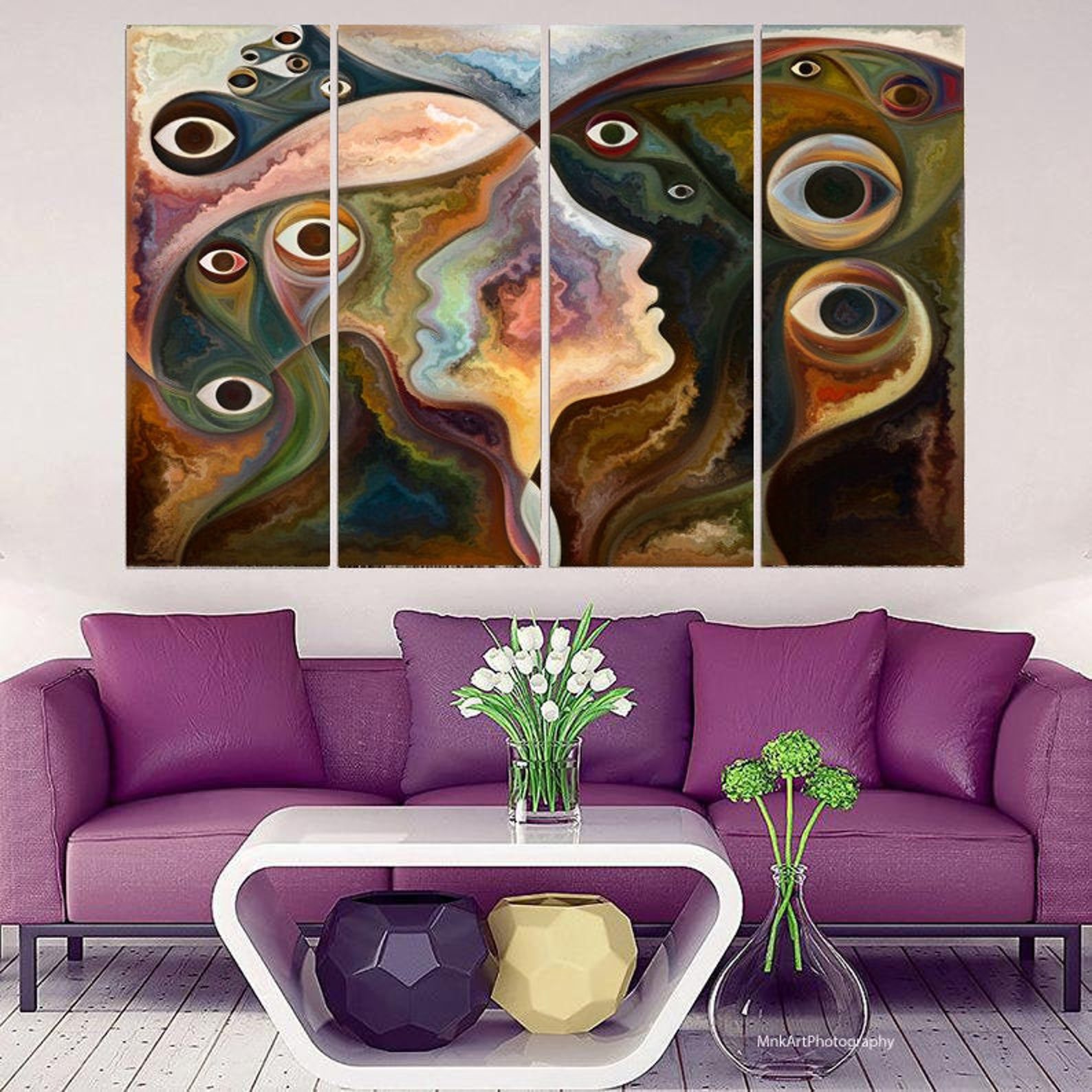 Abstract Faces Art Man and Woman abstract art Red Wall Art Etsy
