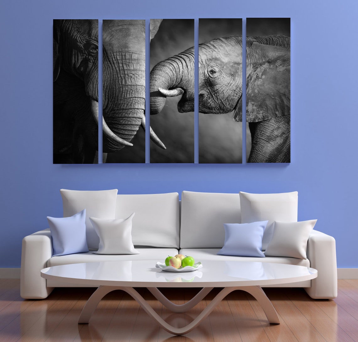 Elephant Large Artwork for Walls Elephants Canvas Print Etsy