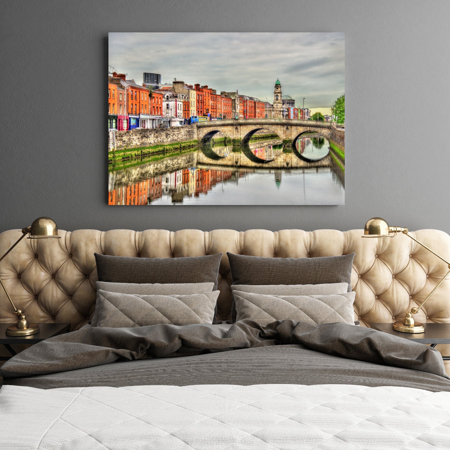 Skyline Print Canvas Art Dublin Paintings Ireland Wall Decor Etsy