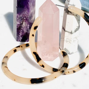 Extra Large Leopard Tortoiseshell Resin Statement Hoop Earrings | Chunky hoops |