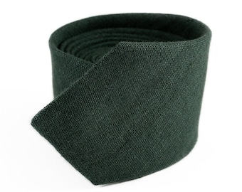 Smoke Pine Linen Wedding Necktie | Groomsmen Tie & Gift | Pocket Square Available