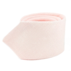 Petal Pink Linen Wedding Necktie: Handmade Groomsmen Tie