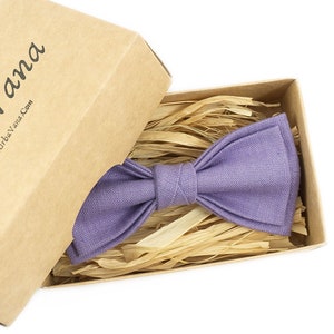 Lavender Linen Pre-Tied Bow Tie with Pocket Square