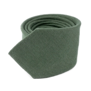 Pine Green Linen Groomsmen Necktie | Wedding Tie | Forest Green Formal