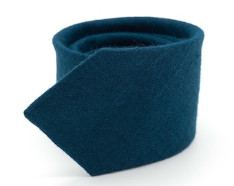 Ink Blue Herren Krawatte für Trauzeugen Geschenk mit passendem Taschentuch oder Klammern / Ink Blue umweltfreundliche Leinen Krawatten für Männer