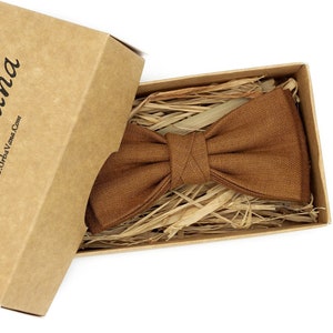 Cinnamon pre-tied butterfly bow ties and neckties for men or toddler baby boys available with matching pocket square