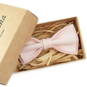 Petal Pink Linen Bow Tie: Pre-Tied Groomsmen Wedding Bowtie