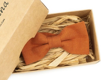 Orange gebrannte Krawatten für Männer oder Ringträger mit passendem Einstecktuch erhältlich