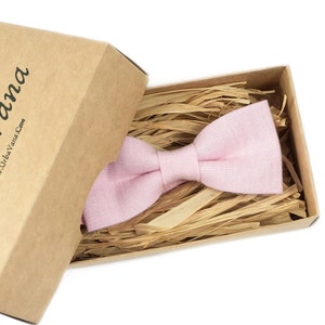 Pink Linen Bow Tie: Handmade Pre-Tied Wedding Groomsmen