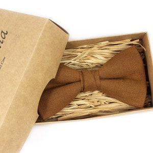 Cinnamon men&#39;s bow ties for wedding or unique birthday gift for men - brown bow ties for men available with matching pocket square