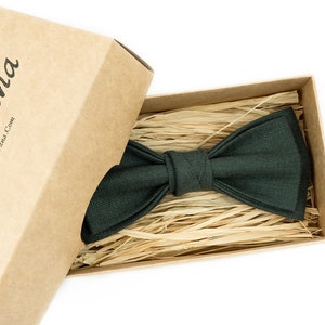 Smoke pine linen wedding bow tie - bow ties for men / Forest green neckties available with pocket square are perfect for your wedding