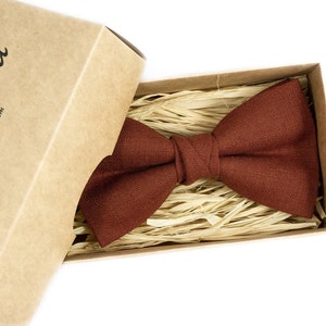 Rust men&#39;s bow ties for wedding or unique birthday gift for men - rusty brown bow ties for men available with matching pocket square