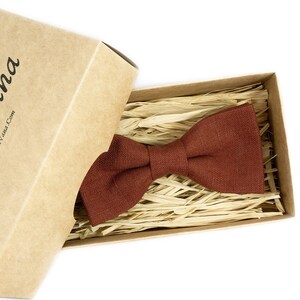 Rust pre-tied groomsmen bow ties for fall wedding, rusty brown best men ties as unique gift for men