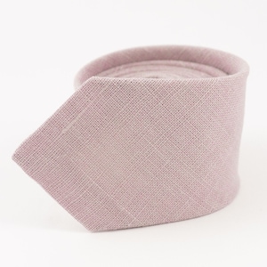 Pale Purple Linen Wedding Necktie | Groomsmen Tie with Matching Pocket Square Option