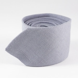 Lilac Gray Linen Necktie for Men | Wedding Tie, Groomsmen Gift | Optional Pocket Square