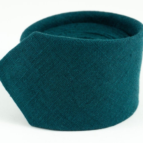 Teal Green Linen Skinny or Standard Necktie for Weddings Etsy