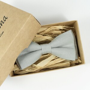 Handmade Dusty Gray Linen Bow Tie: Wedding Groomsmen Gift