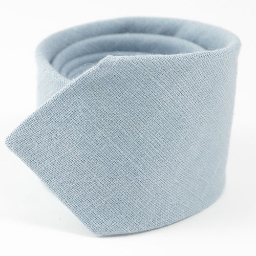 Dusty Blue Linen Groomsmen Ties for Weddings / Skinny Slim or Etsy