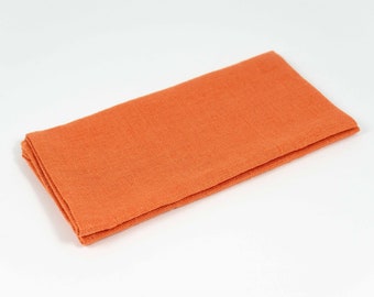 Orange color linen pocket square or handkerchief for men available with matching bow tie or necktie for man