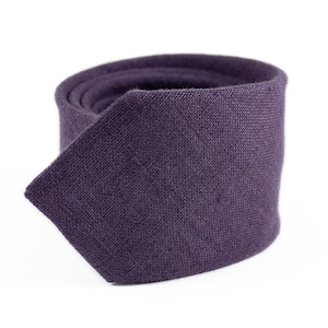 Purple Linen Men&#39;s Necktie | Groomsmen Wedding Tie & Matching Pocket Square Option
