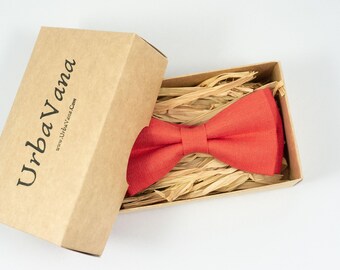 Pajaritas de boda de lino de color naranja rojizo para padrinos de boda / Pajaritas de color naranja rojizo pre-atadas para hombres y bebés como regalo para hombres