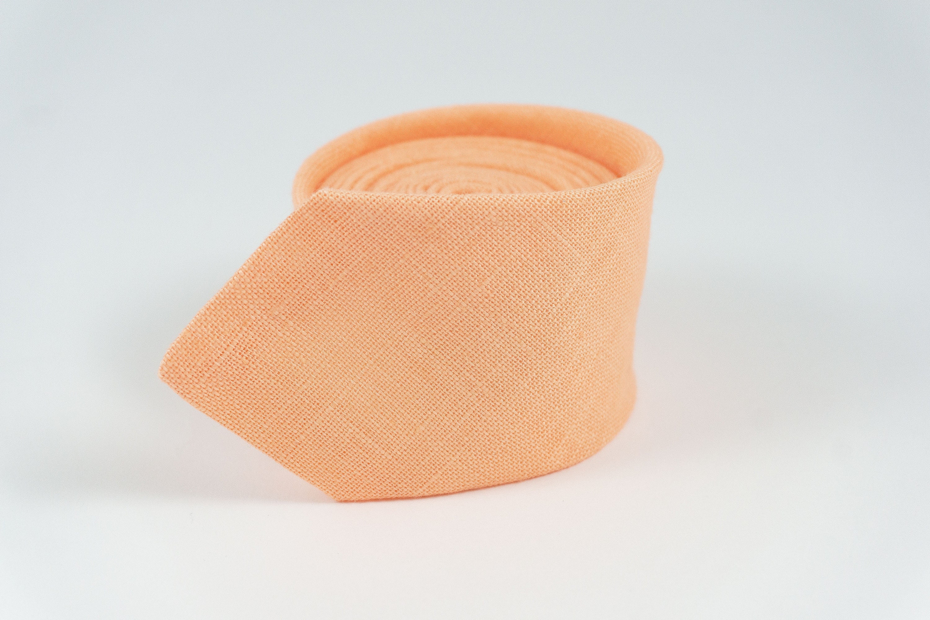 Peach Linen Skinny Necktie | Men's and Boys | Wedding & Everyday