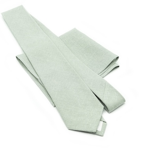 Dusty Sage Green linen necktie set for wedding