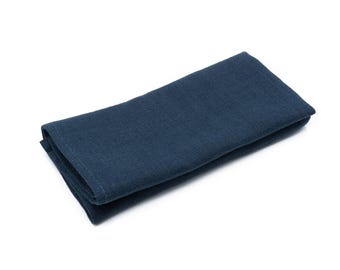 Nocturne Blue Linen Pocket Square - Men's Formal Accent