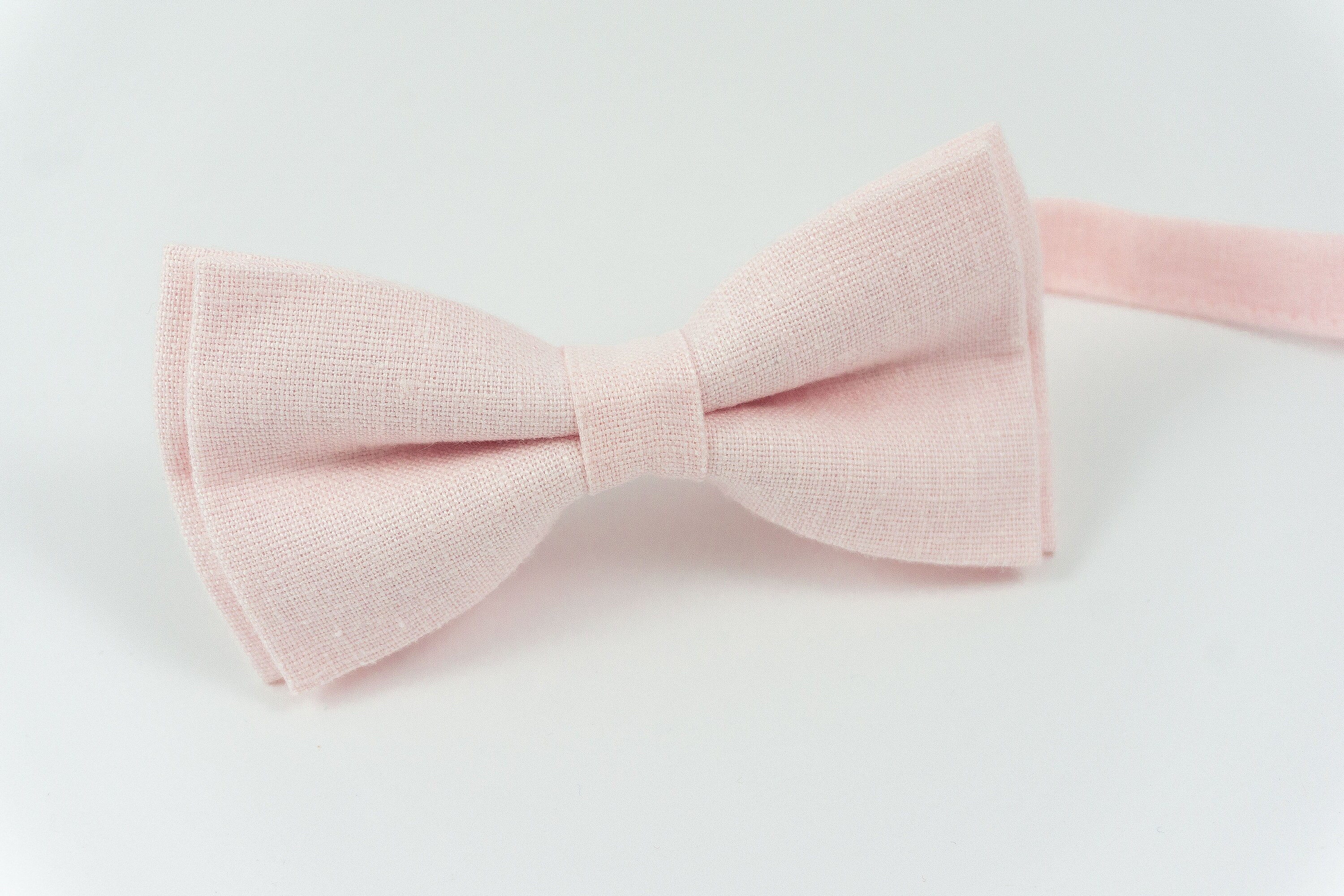 Blush pink linen classic bow ties blush pink best mens ties | Etsy