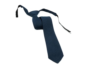 Midnight blue Pre - Tied best man and groom wedding necktie available with matching pocket square / Pre - Tied Boy's Dark Blue necktie