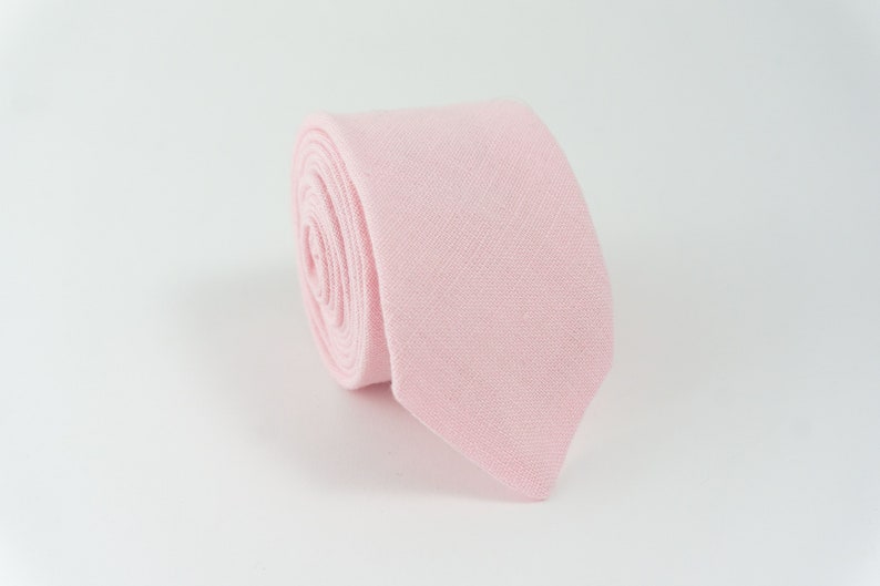 Pink color linen necktie for man wedding necktie for groomsmen proposal gift available with matching pocket square