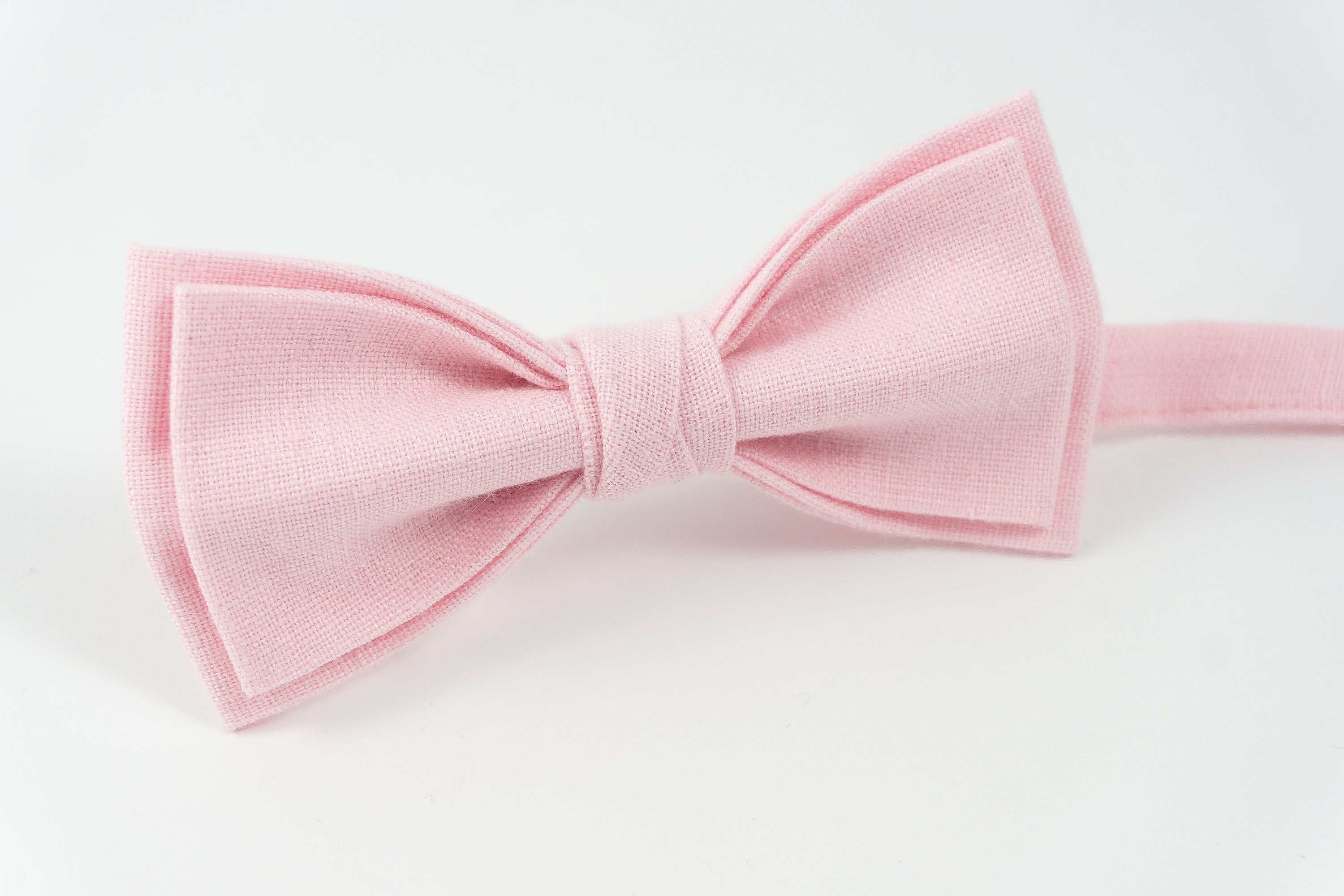 Pink color pre-tied linen bow ties for men and boys wedding | Etsy