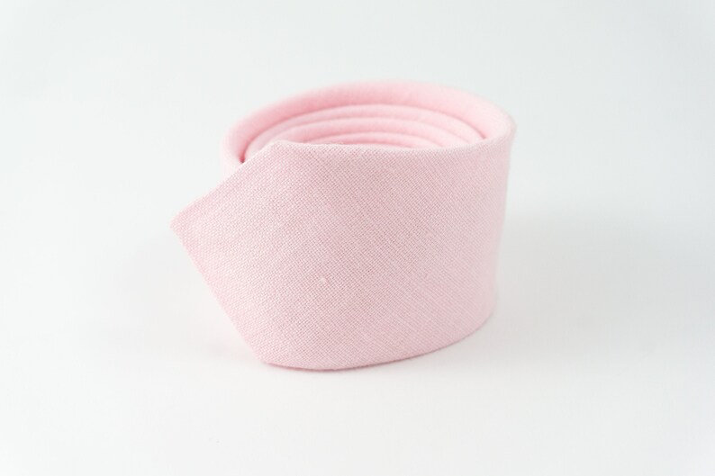 Pink color linen necktie for man wedding necktie for groomsmen proposal gift available with matching pocket square