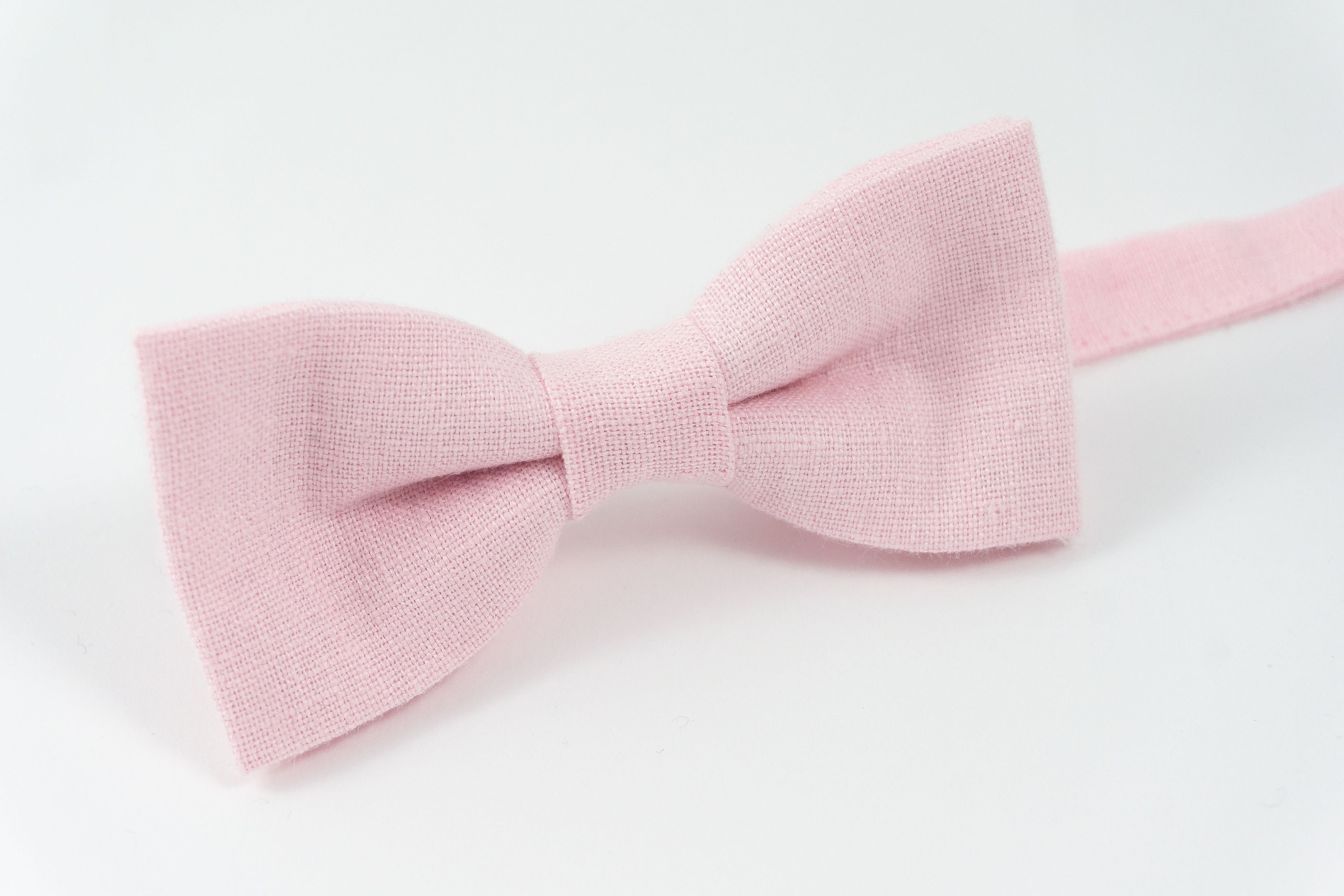 Pink color groomsmen bow tie for weddings pre-tied linen bow | Etsy