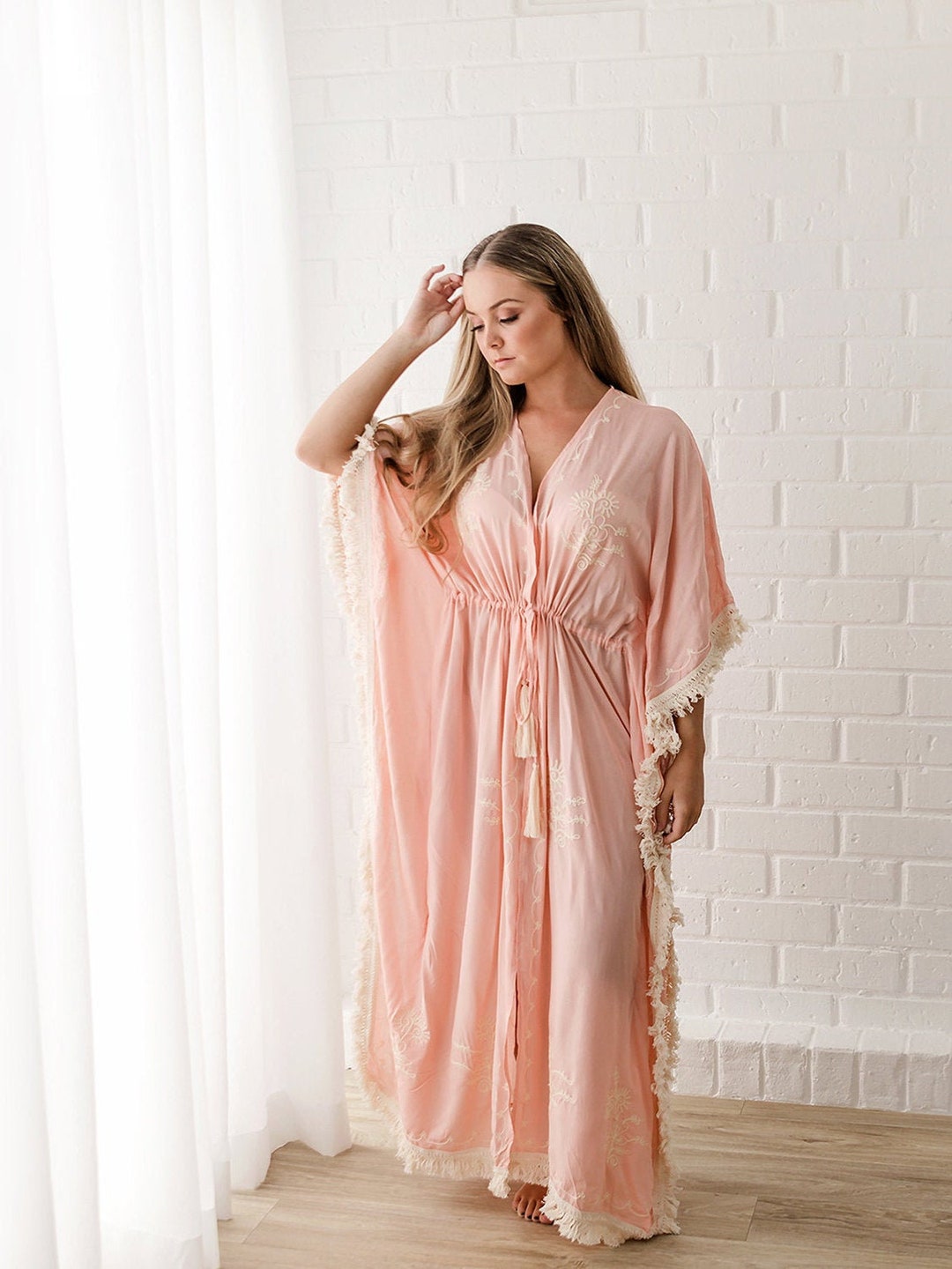 Kimono rosa, regalo para ella, batas de preparación, regalo de dama de ...