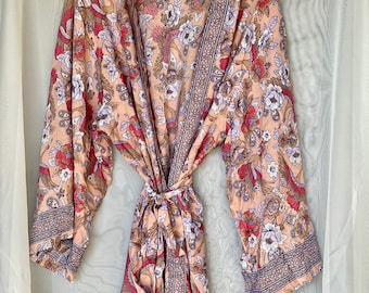 Bridesmaid robe, kimono, bridesmaid gift, short robe, maternity robe, loungewear, Floral robe, boho, beach wear, gift for her