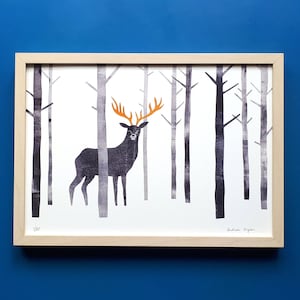Poster on paper for wall decoration, limited series Animals of the woods: the deer image 1