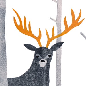 Poster on paper for wall decoration, limited series Animals of the woods: the deer image 2