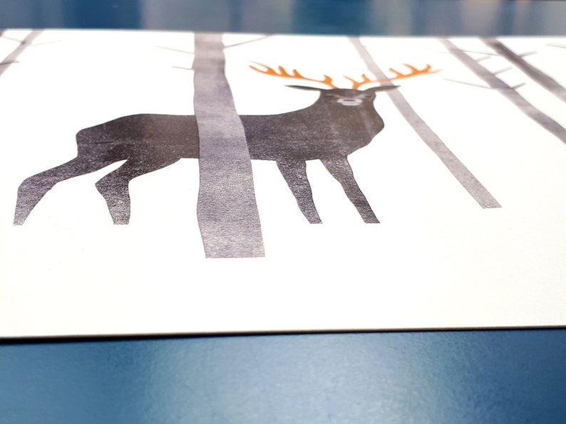 Poster on paper for wall decoration, limited series Animals of the woods: the deer image 3