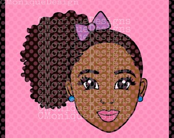 Full Face Lea-Cute  SVG GIRL With Side Ponytail, Black Girl Svg, Afrocentric Svg, Black Girl magic Svg