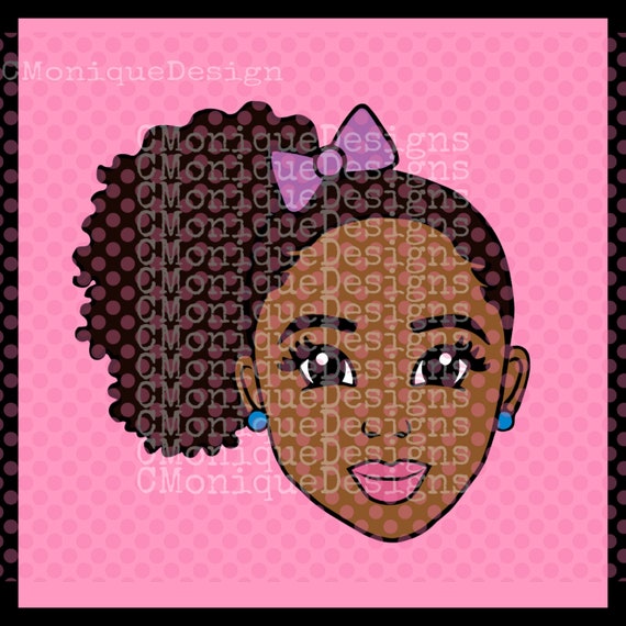Full Face Lea Cute Svg Girl With Side Ponytail Black Girl Svg Afrocentric Svg Black Girl Magic Svg