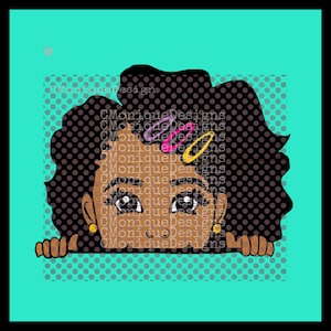 Peekaboo Nina- Peeking African American Girl, Peeking Svg, Black Girl svg, Peeking svg Clip art, Kids svg
