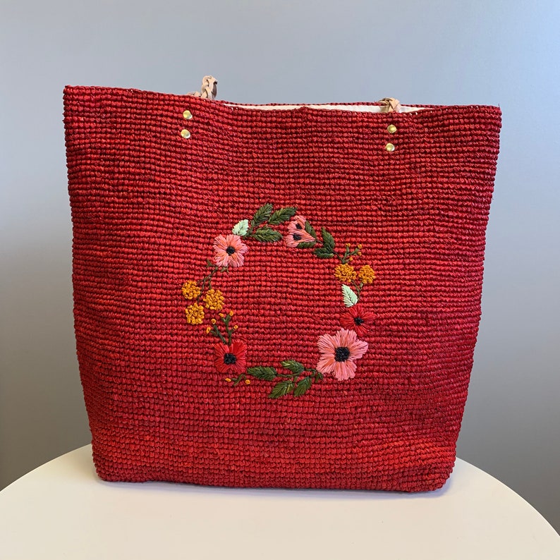 Sac Fourre-tout En Raphia Tricoté Fait Main - Couleur Beige, Neuf Avec étiquettes - Accessoire été