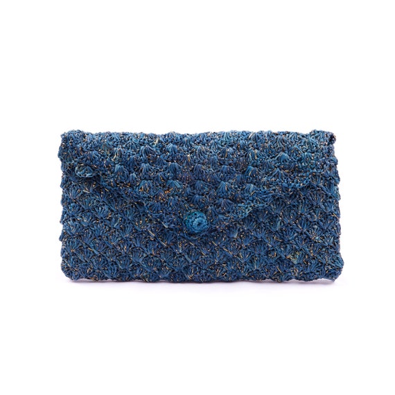 Raffia Pouch Flat Pocket Blue Clutch Evening Clutch Straw | Etsy