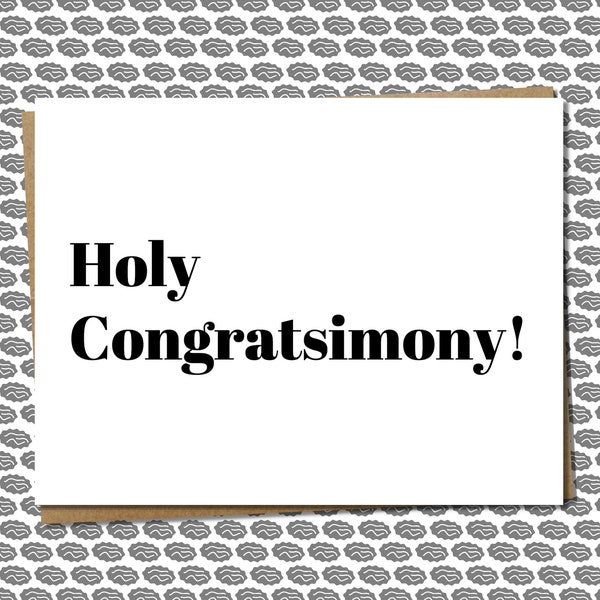 Funny Wedding Card For Bride And Groom - 'Holy Matrimony' Pun, Card For Bridal Shower, Congratulations Card For Wedding Gift, Blank Inside