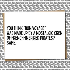Funny Bon Voyage Card - Safe Travels Card, Best Of Luck On Your Journey, Going To Miss You Card, Friend Moving Card, Family Moving, Blank