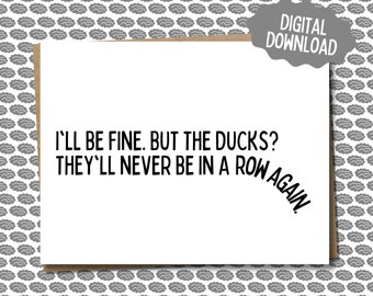 Tarjeta de felicitación digital para dejar el trabajo, Los patos nunca volverán a estar en fila, Tarjeta de despedida bonita y divertida para compañero de trabajo, empleado, asistente