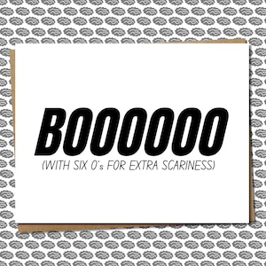 BOO halloween greeting card - funny card to wish someone a happy halloween - silly halloween card, scary halloween card, simple, minimalist